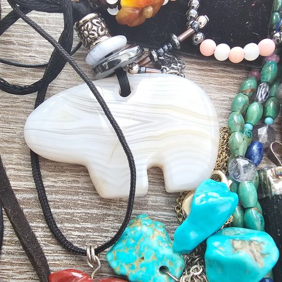 Boho Jewelry Lot Natural Stone & Crystal Necklaces Bracelets Artisan Handmade - Picture 3 of 7